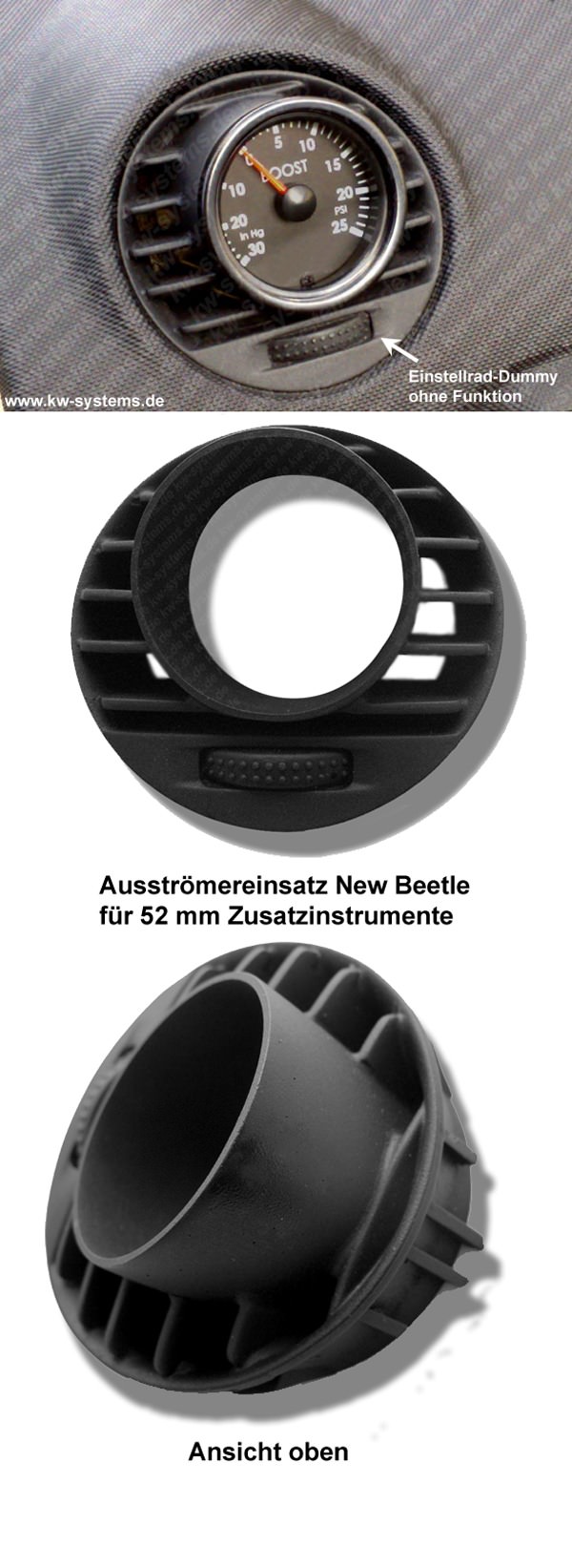 Lüftungsgitter für 52 mm Instrument New Beetle