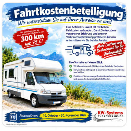 Aktionsangebot Fahrtkostenbeteiligung für Wohnmobile – zum Vergrößern anklicken
